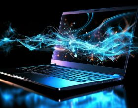 laptop-with-blue-smoke-on-a-black-background-ai-generated-free-photo